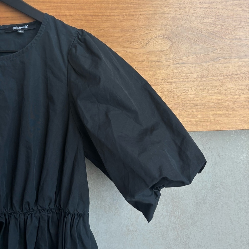 Madewell Poplin Crewneck Bubble-Sleeve Mini Dress, Size 2 - Picture 9 of 14